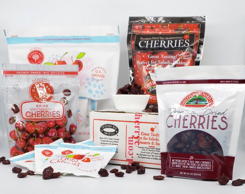 An assortment of Michigan cherry products are featured in this post, Powerful 411 on Michigan Tart Cherries