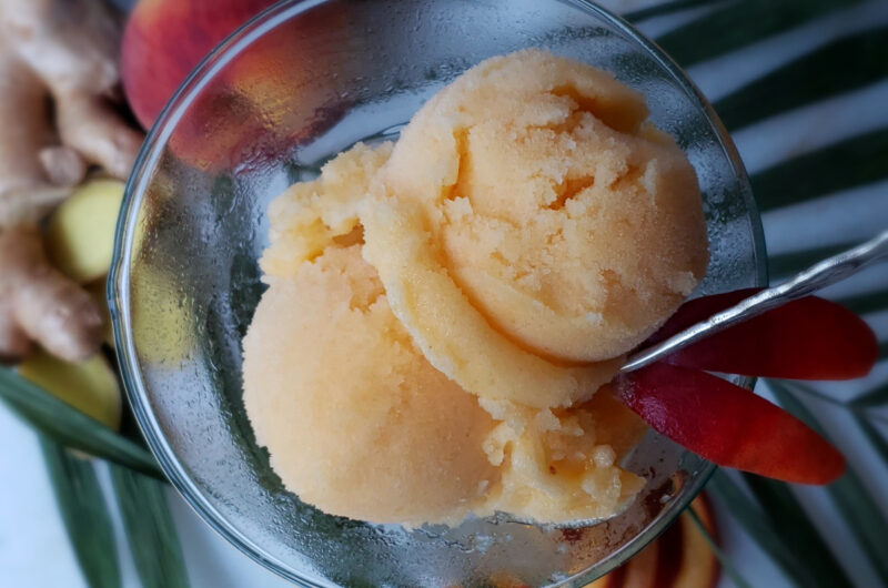 Heavenly 3-Ingredient Peach Ginger Kombucha Sorbet