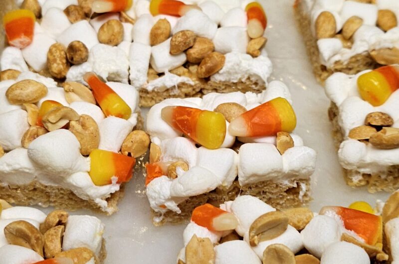 Tempting Fall Peanut Butter Rice Krispie Bars