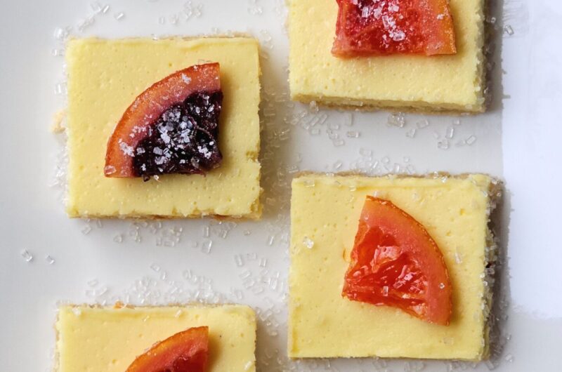 Irresistible 3-Layer Candied Blood Orange Cheesecake Squares