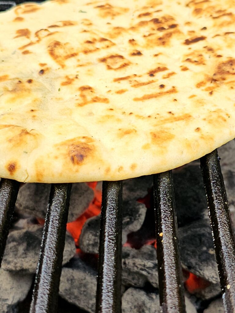 Grilled bread to serve with this Irresistible 30-Minute Lebanese Kafta.