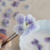 A closeup of the finished product in this recipe for easy 4 Ingredient candied violets.