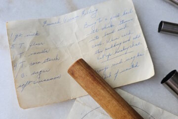 A picture of an old copy of this recipe for Authentic Sicilian Cannoli Custard Filling from my mother's recipe box.