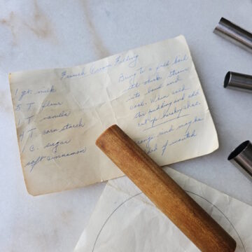 A picture of an old copy of this recipe for Authentic Sicilian Cannoli Custard Filling from my mother's recipe box.