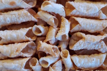 A large tray of Authentic Sicilian Cannoli Shells.