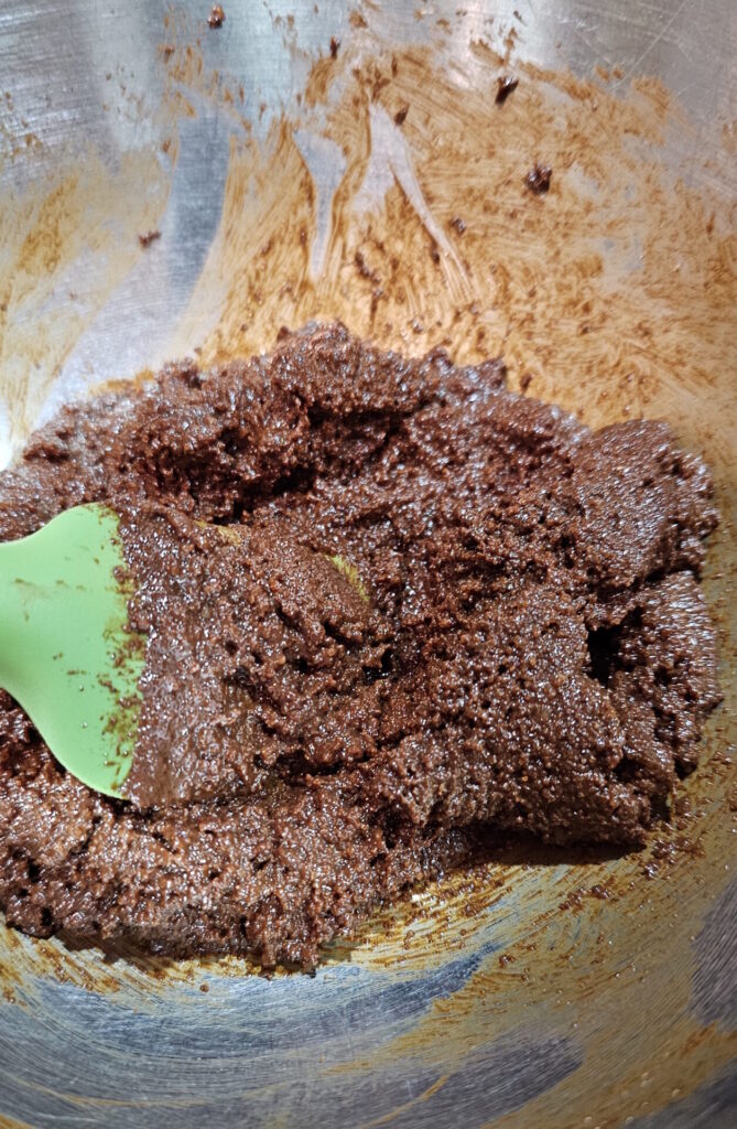 Sugar crystals remain after melting Mexican Chocolate - demonstrated in this blog post for Mexican Chocolate Marble Cake
with Ganache.